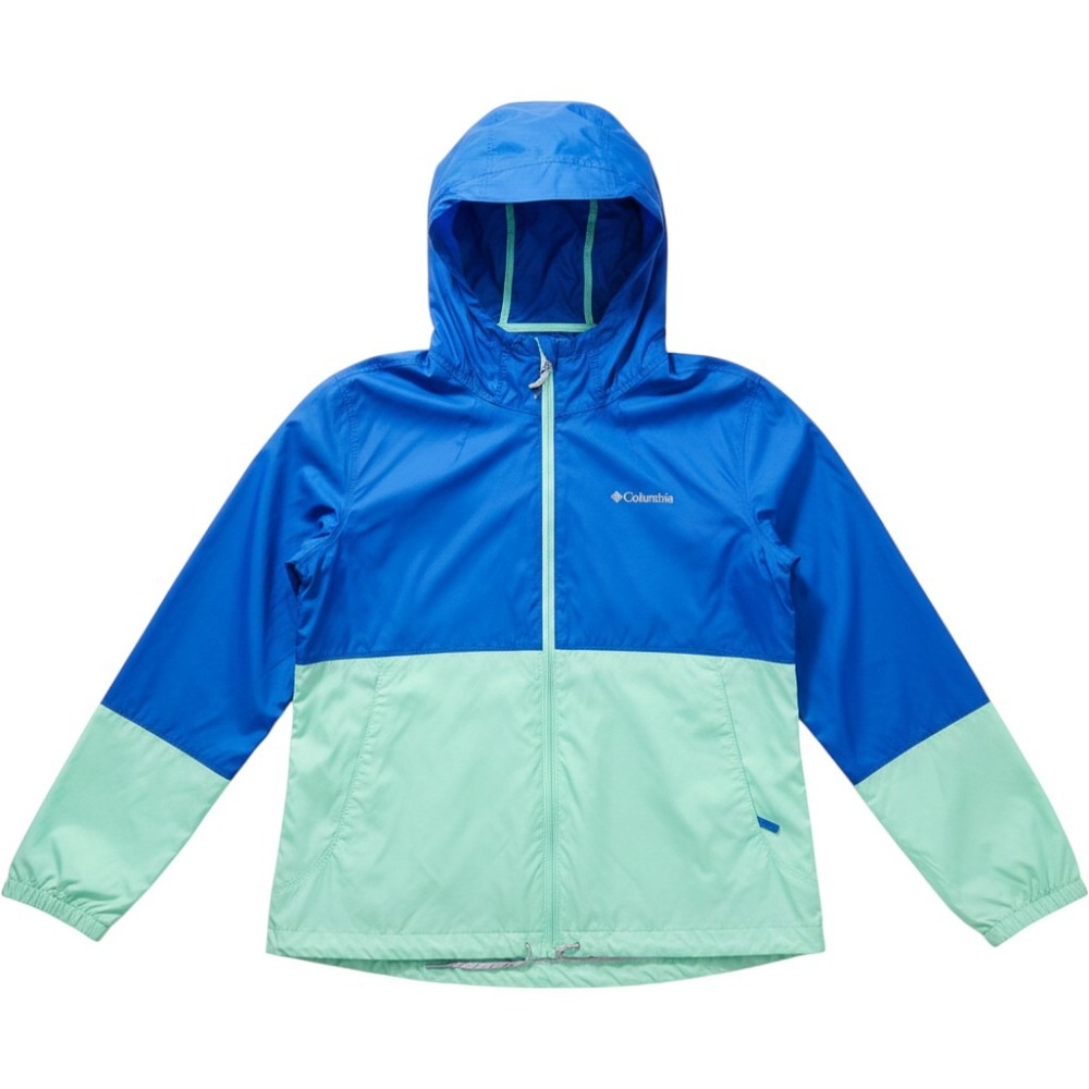 Columbia Windbreaker Jacket Womens XL Blue Mint Excellent Colorblock Full Zip
